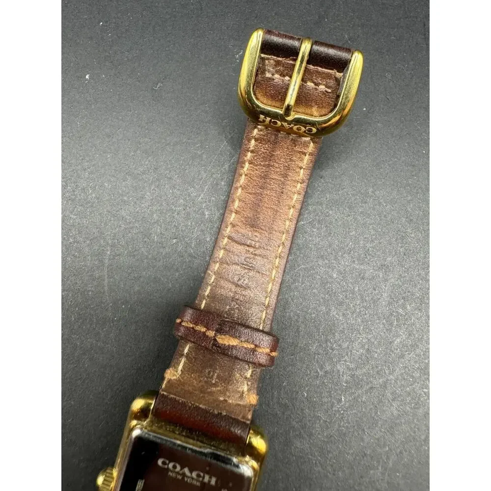 Coach Stainless Steel Gold Tone Square Watch CA.88.7.34.0914 White Dial Working - Picture 11 of 11